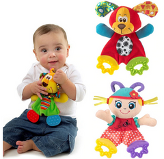 Newborn Baby Cute Playmate Plush Doll Toys Kids Cartoon Animals Hand Bells Rattles Toy Baby Teether Kids Teething Toys For Baby