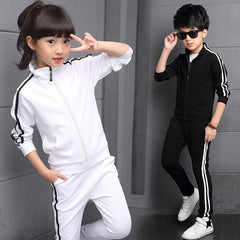 Boys Girls Clothing set Children's Spring Autumn Solid Student Sprotwear 2pcs suits Long Sleeve Clothes For 5 6 8 10 12 14 Years