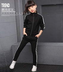 Boys Girls Clothing set Children's Spring Autumn Solid Student Sprotwear 2pcs suits Long Sleeve Clothes For 5 6 8 10 12 14 Years