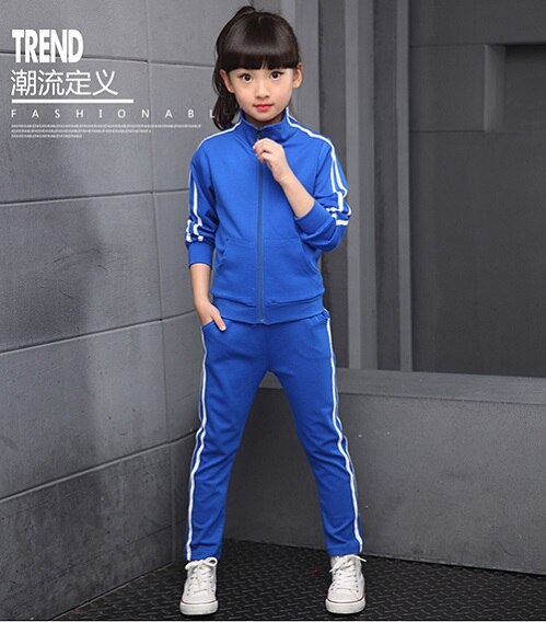 Boys Girls Clothing set Children's Spring Autumn Solid Student Sprotwear 2pcs suits Long Sleeve Clothes For 5 6 8 10 12 14 Years