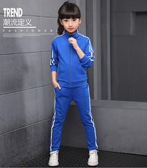 Boys Girls Clothing set Children's Spring Autumn Solid Student Sprotwear 2pcs suits Long Sleeve Clothes For 5 6 8 10 12 14 Years