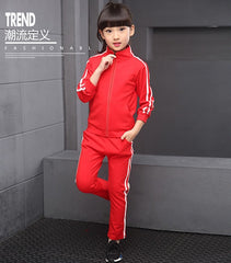 Boys Girls Clothing set Children's Spring Autumn Solid Student Sprotwear 2pcs suits Long Sleeve Clothes For 5 6 8 10 12 14 Years