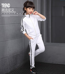 Boys Girls Clothing set Children's Spring Autumn Solid Student Sprotwear 2pcs suits Long Sleeve Clothes For 5 6 8 10 12 14 Years