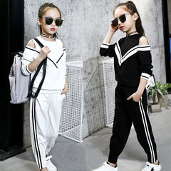 white girls Sport Suit Teenage Autumn Girls Clothes Set Long Sleeve Top & Pants Casual 6 7 8 9 10 11 12 Years Child Girl Clothes