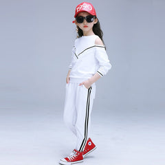 white girls Sport Suit Teenage Autumn Girls Clothes Set Long Sleeve Top & Pants Casual 6 7 8 9 10 11 12 Years Child Girl Clothes