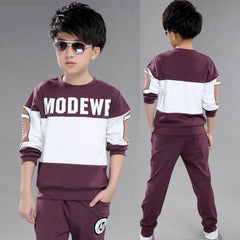 Boy Clothing Tracksuits Sets Spring Autumn 4 5 6 7 8 910 11 12 Years Navy Blue Red Wine Letter Casual Kids Clothes Sports Suits