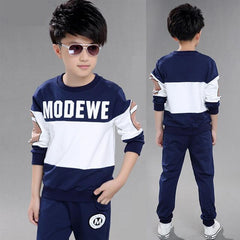 Boy Clothing Tracksuits Sets Spring Autumn 4 5 6 7 8 910 11 12 Years Navy Blue Red Wine Letter Casual Kids Clothes Sports Suits