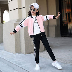 3 pcs Children Clothing Sets Cotton Autumn Sports Suits For 5 6 7 8 9 10 11 12 Years Girls Sportswear Casual Teenager Tracksuits