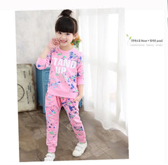 Girls Tracksuits 100% Cotton Spring Sportswear Outfits Girls Sports Suits Graffiti Letter Clothing Sets For 5 6  8 10 12 14 Year