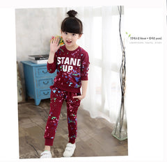 Girls Tracksuits 100% Cotton Spring Sportswear Outfits Girls Sports Suits Graffiti Letter Clothing Sets For 5 6  8 10 12 14 Year