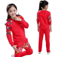 Girls Sports Suits Clothing Sets For 5 6  8 10 12 14 Year Girl print Tracksuits Costume Cotton Spring &Autumn Sportswear Outfits