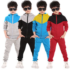 Retail Children Jogging Tracksuit Set Hooded Coat + Pants Kids Boy Baby 2019 Spring Autumn Clothes Sports Suit 4 6 8 10 12 Years