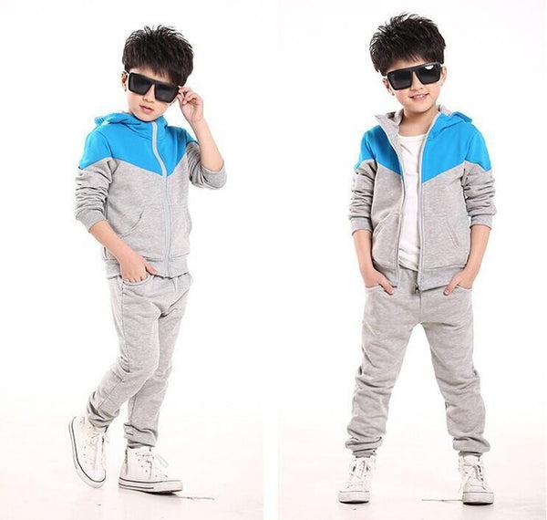 Retail Children Jogging Tracksuit Set Hooded Coat + Pants Kids Boy Baby 2019 Spring Autumn Clothes Sports Suit 4 6 8 10 12 Years