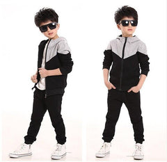 Retail Children Jogging Tracksuit Set Hooded Coat + Pants Kids Boy Baby 2019 Spring Autumn Clothes Sports Suit 4 6 8 10 12 Years