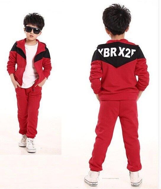 Retail Children Jogging Tracksuit Set Hooded Coat + Pants Kids Boy Baby 2019 Spring Autumn Clothes Sports Suit 4 6 8 10 12 Years